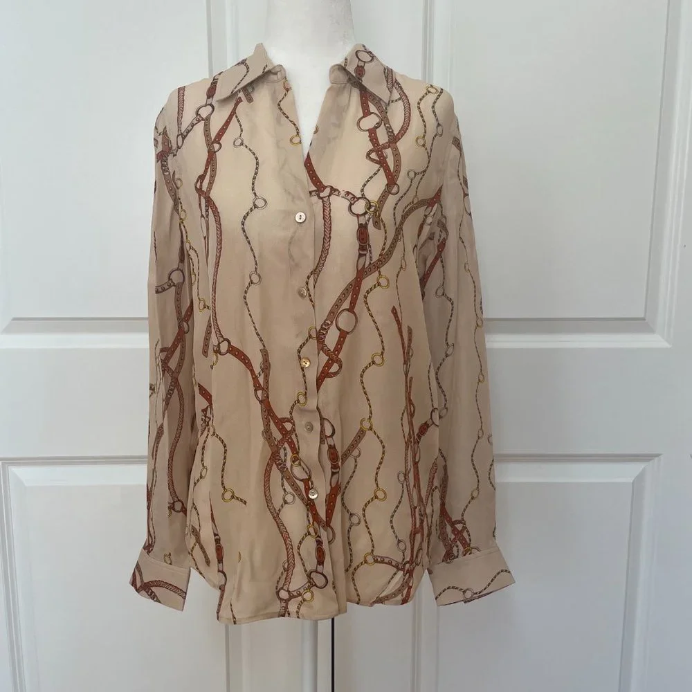 Nina Belt Print Silk Blouse from L'AGENCE - Picture 5 of 9
